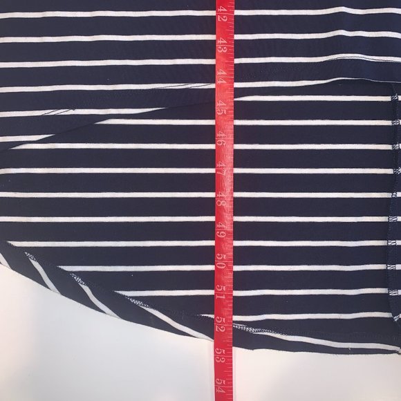 NWOT Isaac Mizrahi Live! Lg Blue/White Striped Cold Shoulder Maxi Dress Hi - Low - Picture 9 of 9